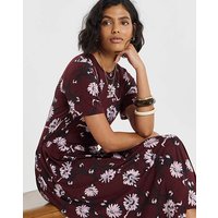 Jersey Asymmetric Seam Midi Dress Floral Print