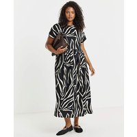 Mono Print Waffle Midi Dress