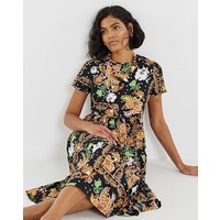 Jersey Midi Dress Pockets Print