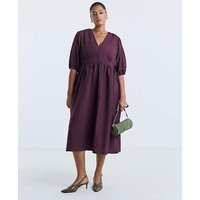 Textured Waist Detail Midi Dress