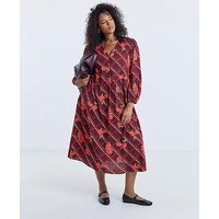 Button Through Midi Dress Floral