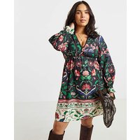 Border Print Skater Dress Print