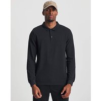 Pure Cotton Long Sleeve Pique Polo Long Jacamo 36 38