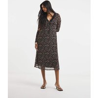 Mesh Lace Trim Dress Ditsy Print