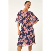 Floral Print Cape Dress
