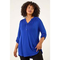 Buttoned Stretch Top Royal Blue