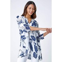 Palm Print V Neck Wrap Tunic Top
