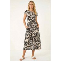 Abstract Print Stretch Midi Dress