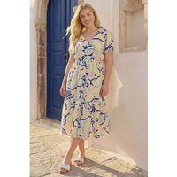 Abstract Print Button Dress