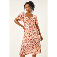 Floral Ruched Midi Dress