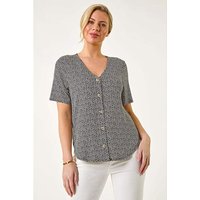 Spot V Neck Stretch Blouse