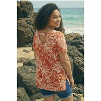 Leaf Print Bar Back Top