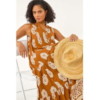 Border Print Smock Maxi Dress