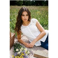Lace Yoke Crinkle Blouse