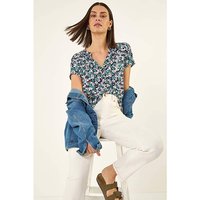Textured Floral Print Top