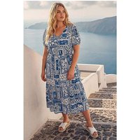 Postcard Print Midi Dress