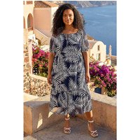 Leaf Tie Neck Midi Dress