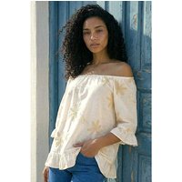 Floral Embroidered Bardot Top