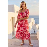 Tropical Tie Neck Midi Dress