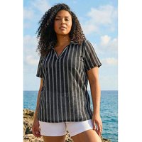 Stripe Collared Knit Top