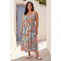 Print Plait Belt Midi Dress
