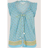 Millie Print Frill Top Pale