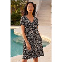 Print V Neck Swing Dress