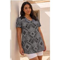 Patchwork Print Lace Top