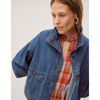 Gwen Funnel Neck Denim Jacket Denim Blue