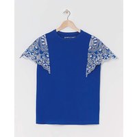 Crew Neck Broderie Angel Sleeve Top