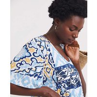 Printed V Neck Angel Sleeve Print Top Print