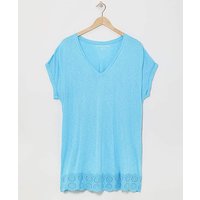 Broderie V Neck Short Sleeve Longline To