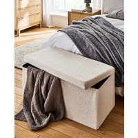 Boucle Foldable Storage Ottoman JD Williams