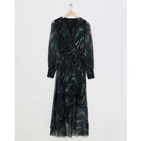 Printed Plisse Dress Green Black