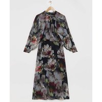 Blouson Tie Neck Maxi Dress