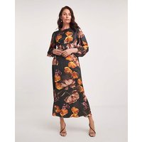 Satin Maxi Dress Coloured Floral