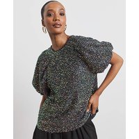 Sequin Puff Sleeve Top