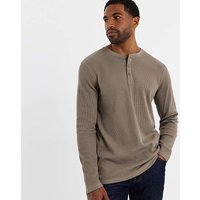Textured Long Sleeve Grandad T-Shirt