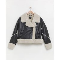 Faux Shearling Oversized Collar Aviator