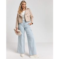 Cropped Faux Leather Trench