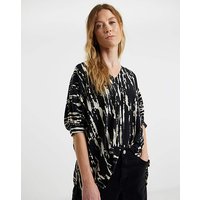 V Neck Oversized Blouse Mono Print