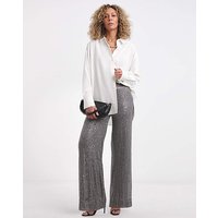 Stretch Sequin Wide Leg Trousers Slate 16R