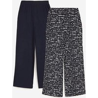 2 Pack Jersey Wide Leg Trousers Navy Print JD Williams