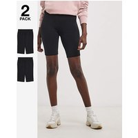 2 Pack Cotton Cycling Shorts Black Black JD Williams