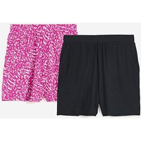2 Pack Black Print Jersey Shorts Print JD Williams