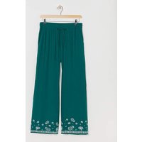Embroidered Hem Wide Leg Trousers