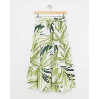 Palm Print Cheesecloth Midi Skirt Palm Print