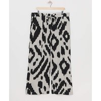 Crinkle Shirred Waist Wide Leg Trousers Cream