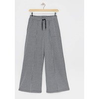 Ponte Jacquard Wide Leg Trouser Hounds Tooth