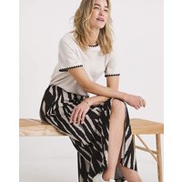 Mono Print Wrap Midi Skirt Abstract Print